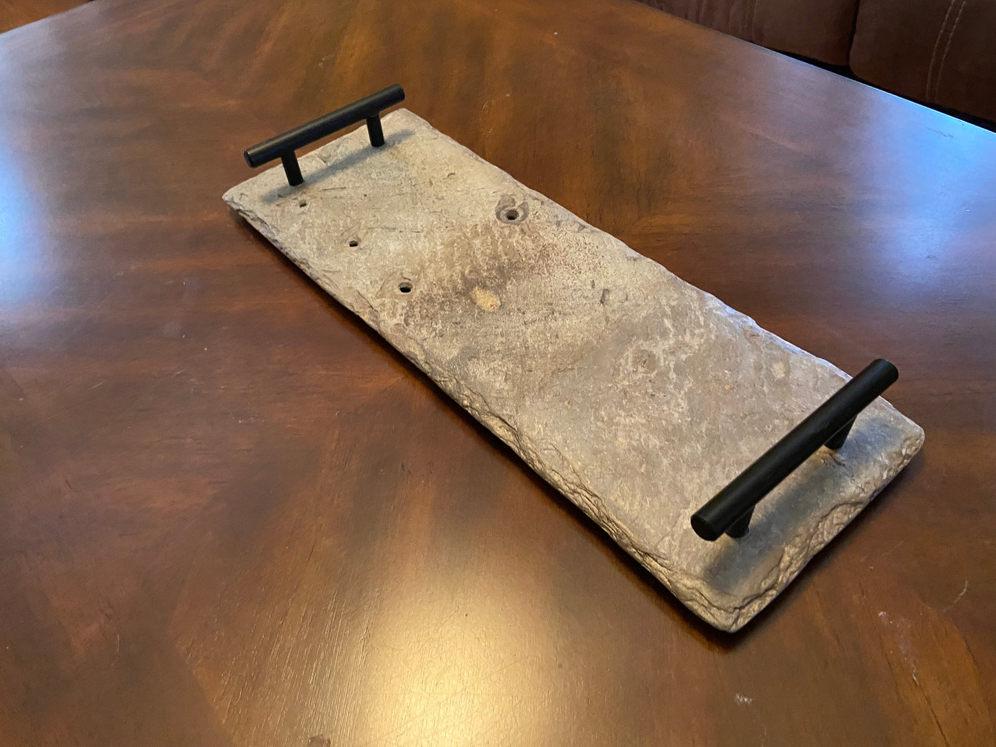 6”x 16” decorative or serving tray crafted from vintage roofing slate recovered from the New Orleans French Quarter.