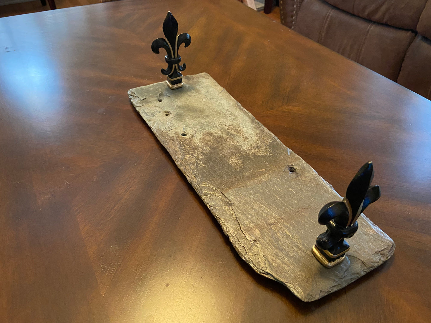 6”x 16” decorative or serving tray crafted from vintage roofing slate recovered from the New Orleans French Quarter.