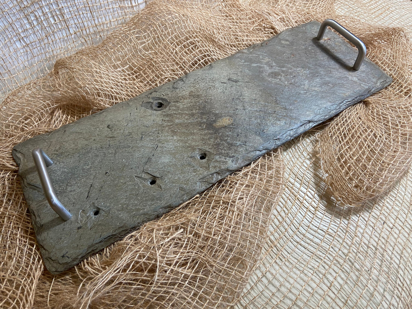 6”x 16” decorative or serving tray crafted from vintage roofing slate recovered from the New Orleans French Quarter.