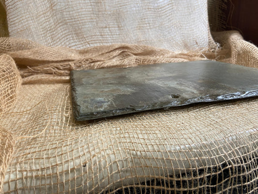 Vintage slate placemat and coaster set. Beautifully weathered roofing slate recovered from the New Orleans French Quarter.