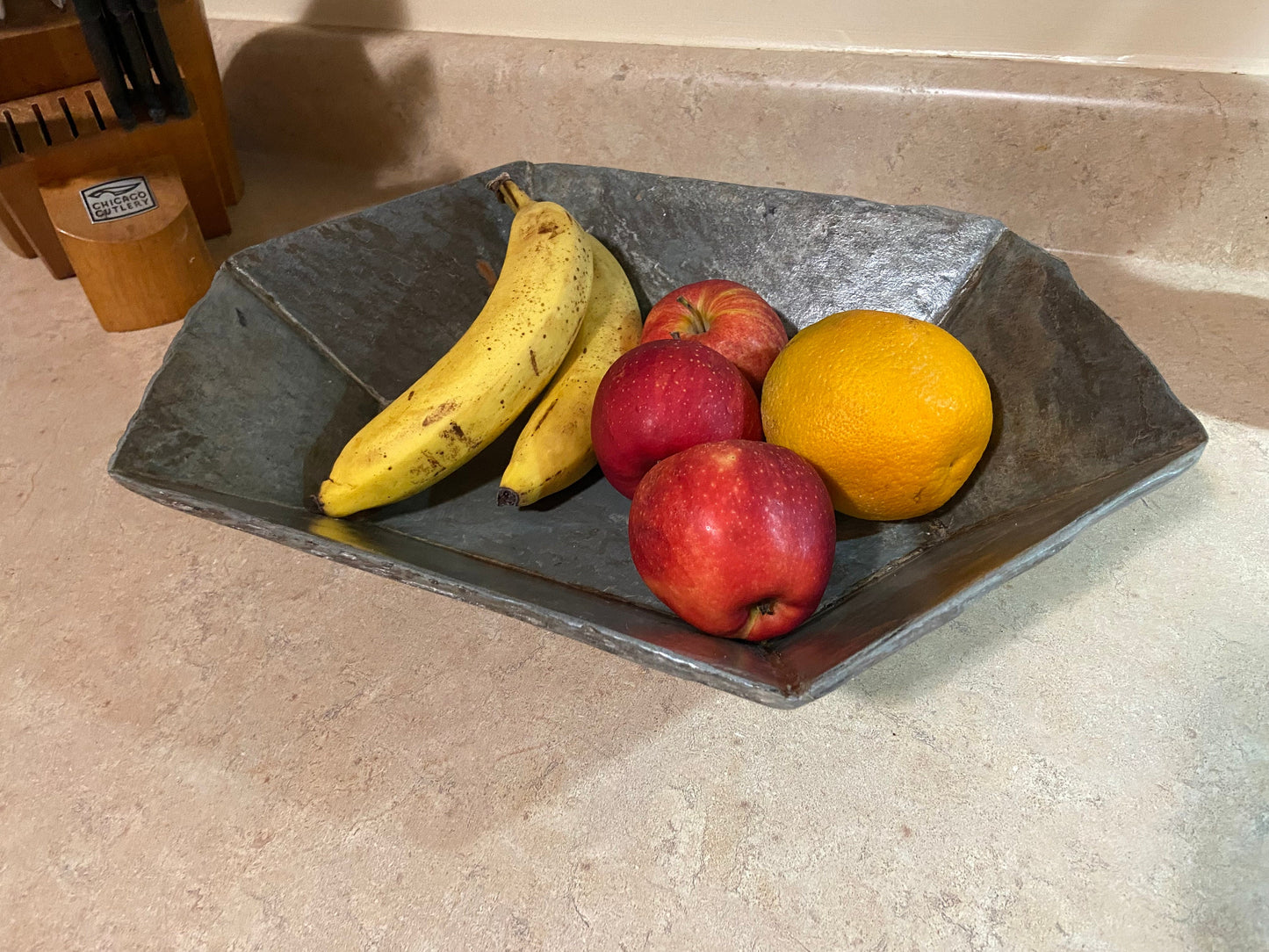 Reclaimed slate bowl, unique hexagon shape, unique home decor item and all are one of a kind! Various sizes available. Custom work possible.