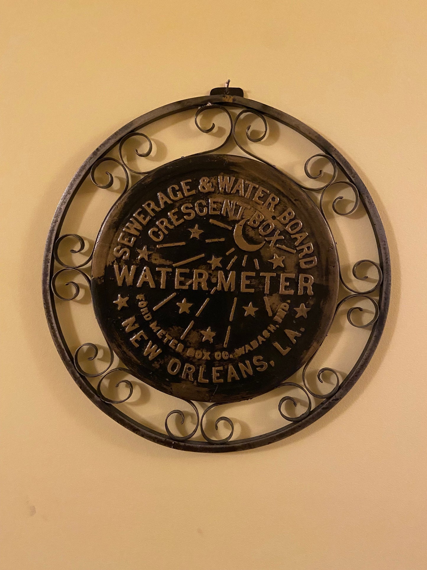 Replica New Orleans water meter cover with hand made Iron lace work