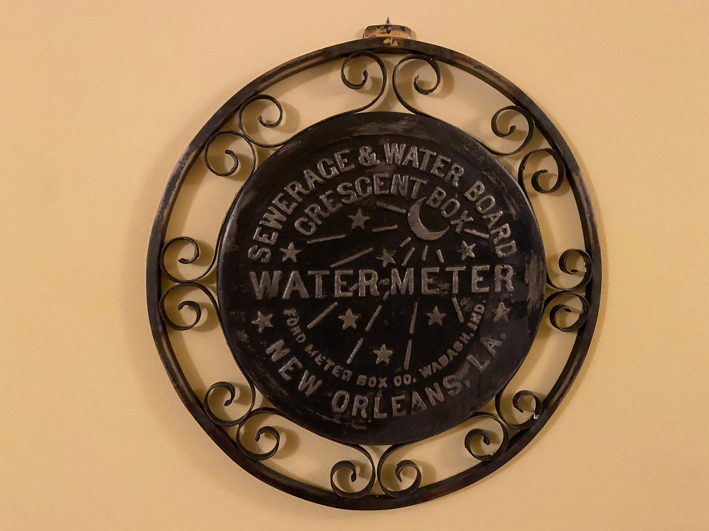 Replica New Orleans water meter cover with hand made Iron lace work