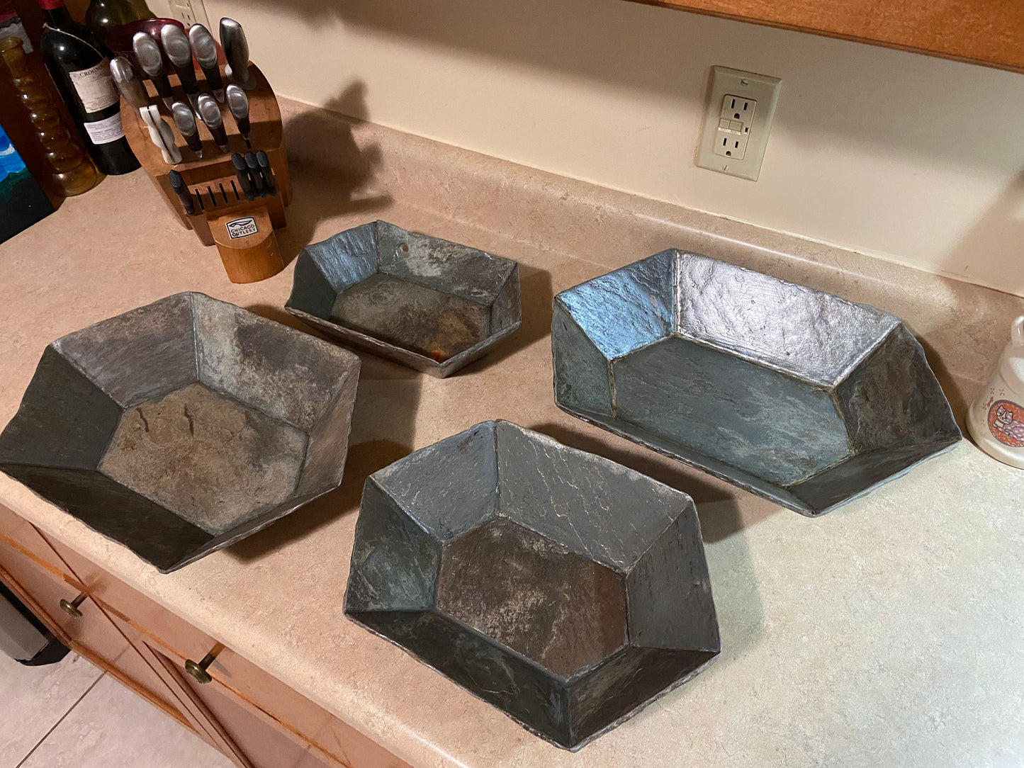 Reclaimed slate bowl, unique hexagon shape, unique home decor item and all are one of a kind! Various sizes available. Custom work possible.