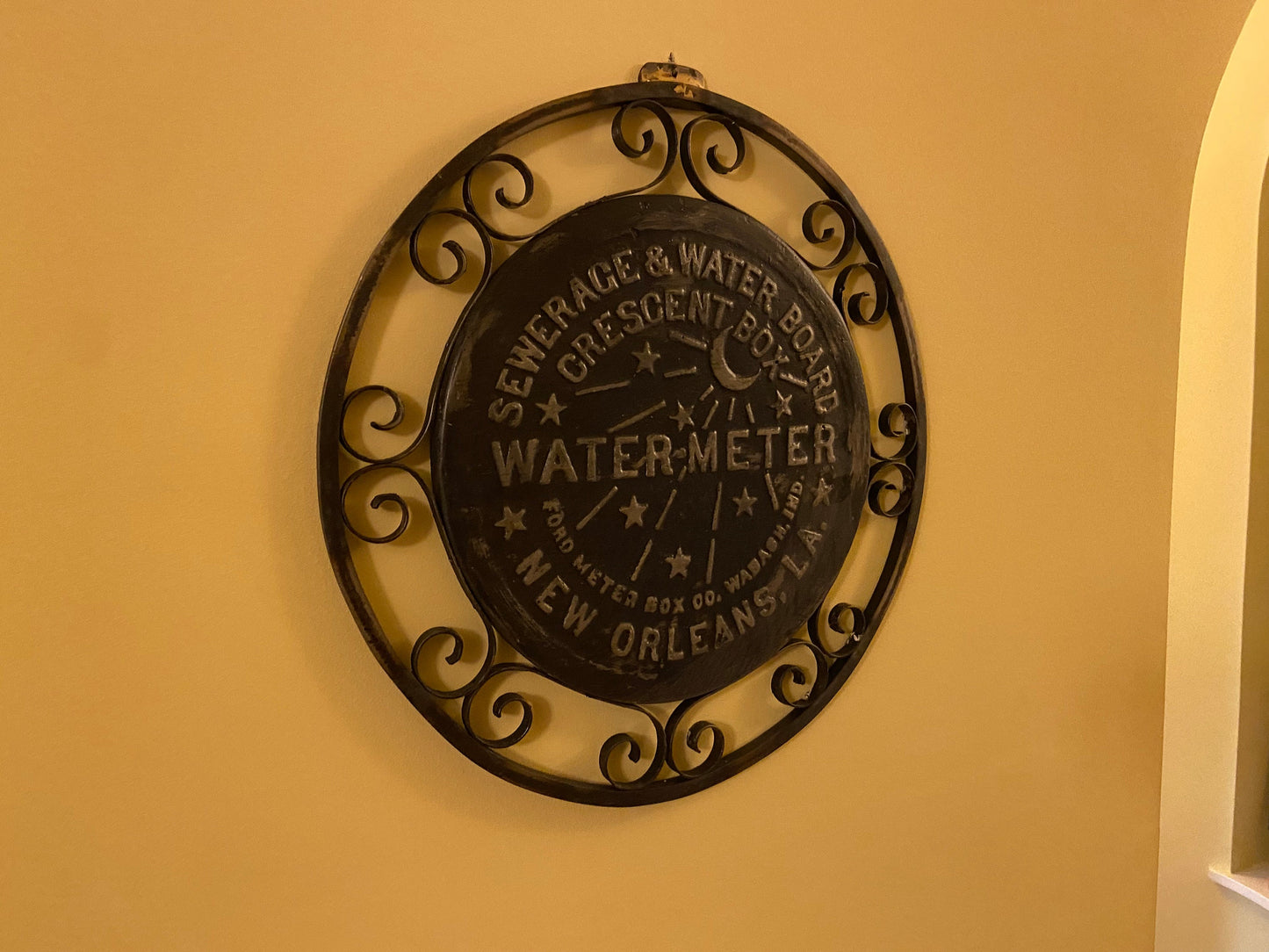 Replica New Orleans water meter cover with hand made Iron lace work