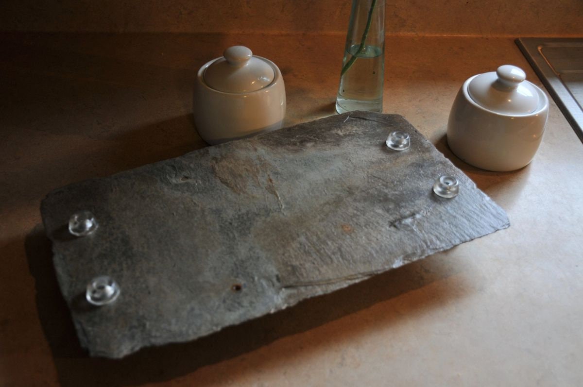 Beautifully weathered 8"x 14" Vintage slate tray, serving or decorative.