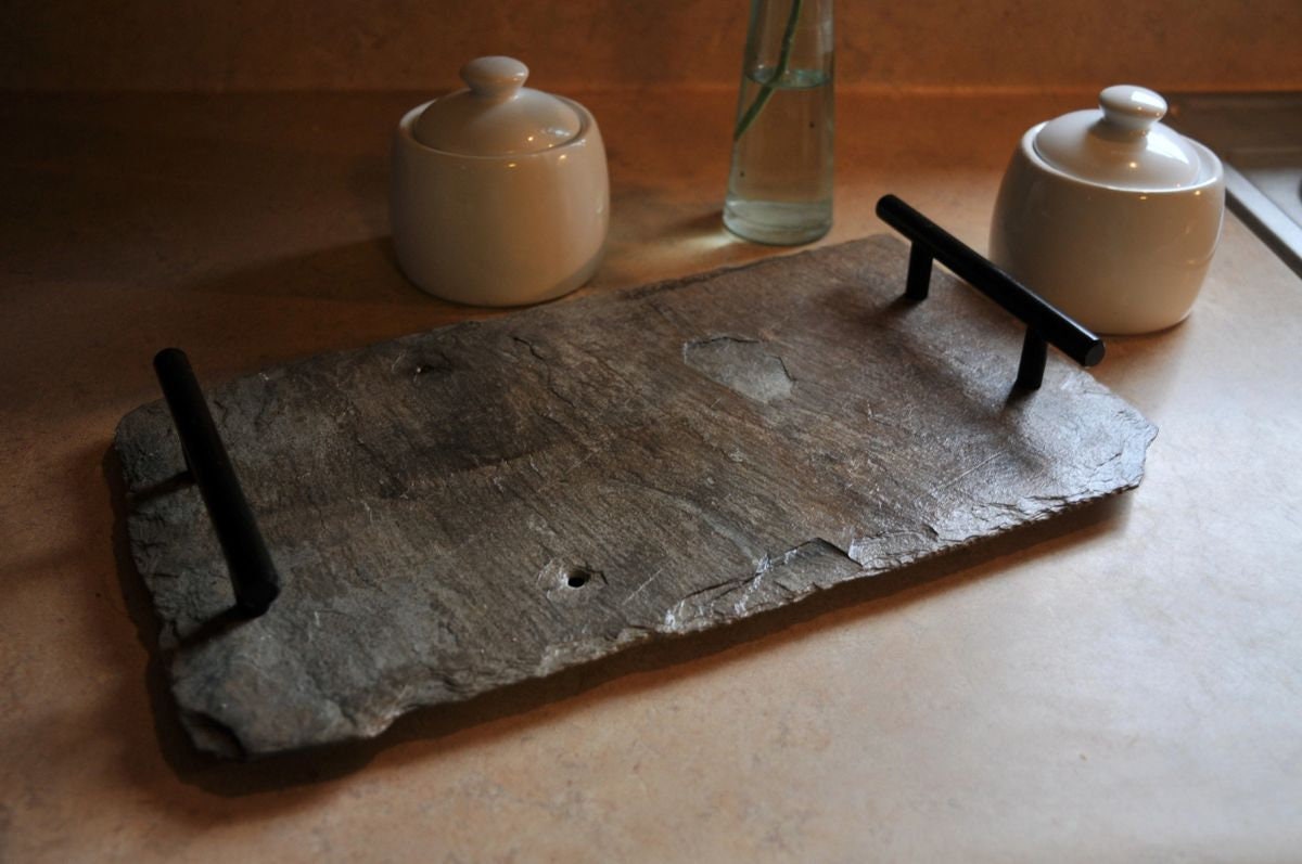 Beautifully weathered 8"x 14" Vintage slate tray, serving or decorative.