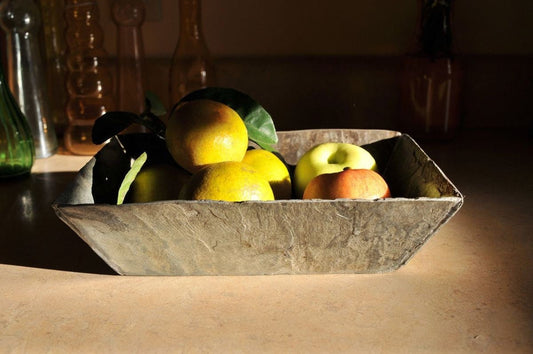 6”x 8”x 2.5"  Vintage Slate Fruit Tray, A beautiful weathered slate tray ready to be filled with your holiday arrangement. A unique gift.