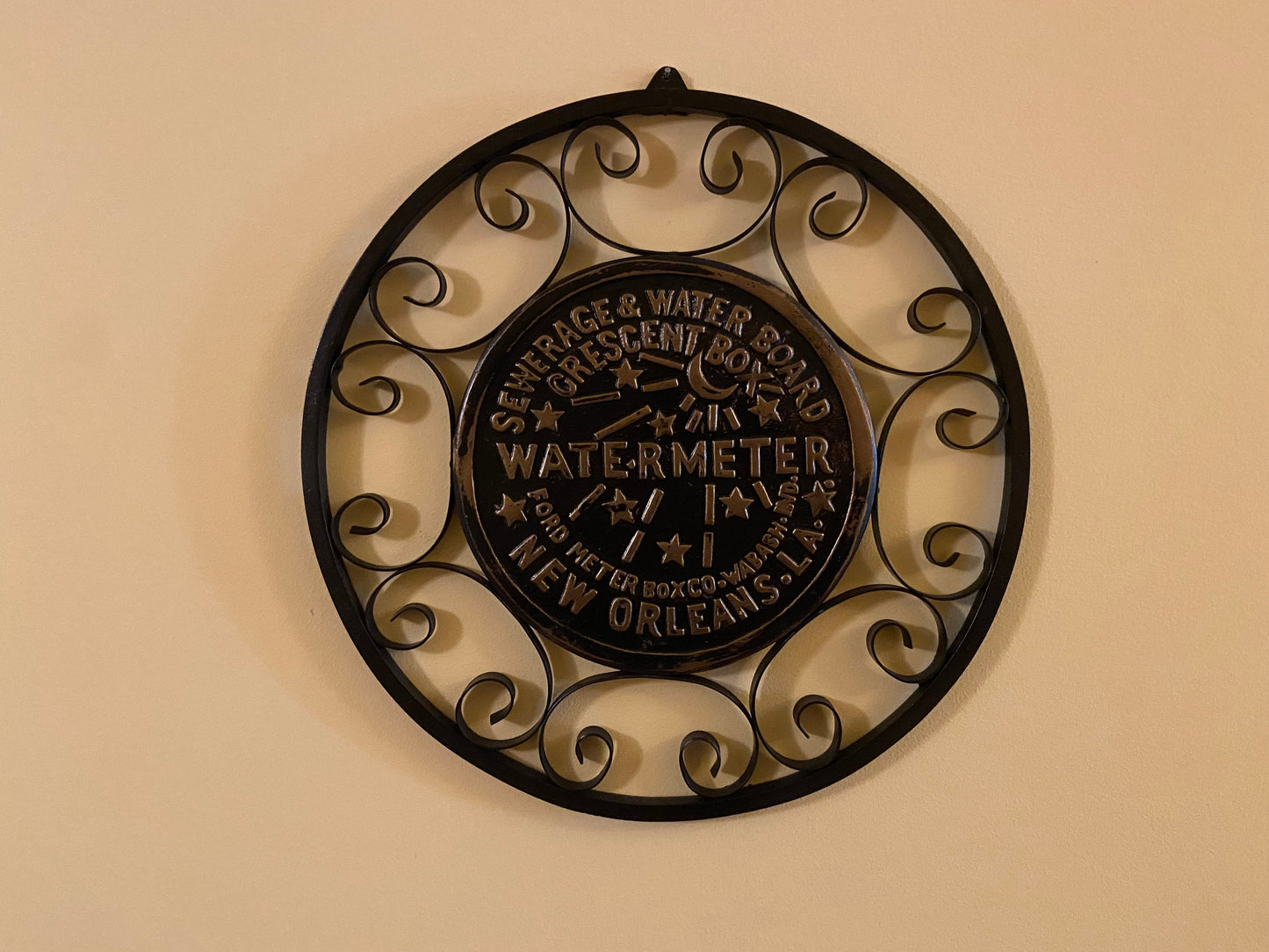 Replica New Orleans water meter cover with hand made Iron lace work