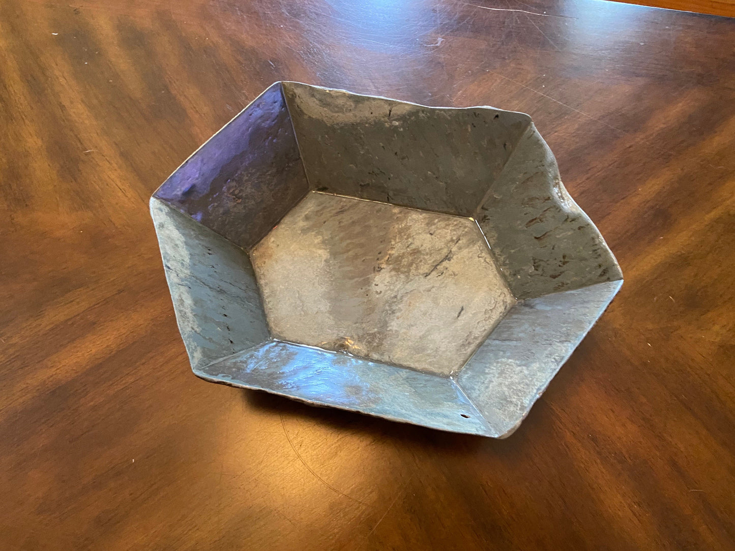 Reclaimed slate bowl, unique hexagon shape, unique home decor item and all are one of a kind! Various sizes available. Custom work possible.