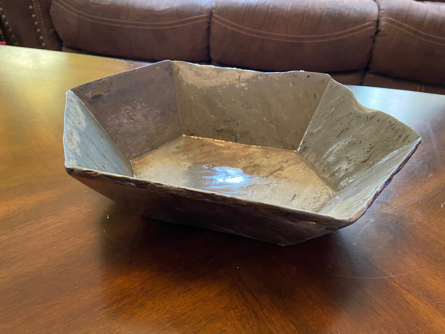 Reclaimed slate bowl, unique hexagon shape, unique home decor item and all are one of a kind! Various sizes available. Custom work possible.