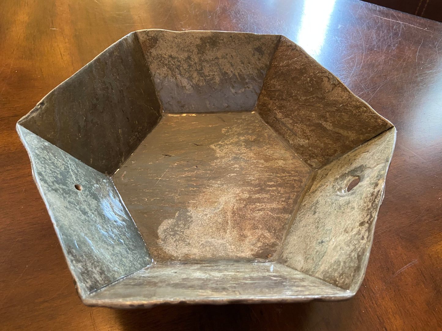 Reclaimed slate bowl, unique hexagon shape, unique home decor item and all are one of a kind! Various sizes available. Custom work possible.