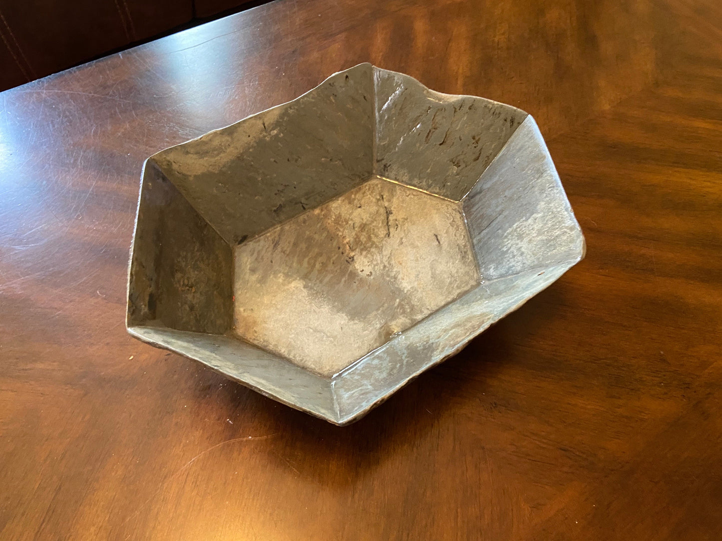 Reclaimed slate bowl, unique hexagon shape, unique home decor item and all are one of a kind! Various sizes available. Custom work possible.